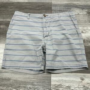 Vineyard Vines 7 Inch Island Blue Gray Blue Stripe Mens 34 Coastal Chino Shorts